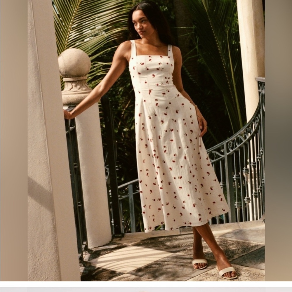 Abercrombie & Fitch Cherry Print Mila Midi Dress